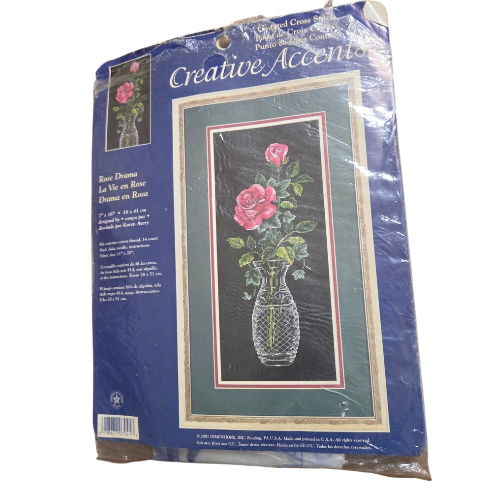Dimensions Creative Accents Rose Drama Counted Cross Stitch Kit Karen Avery 7941